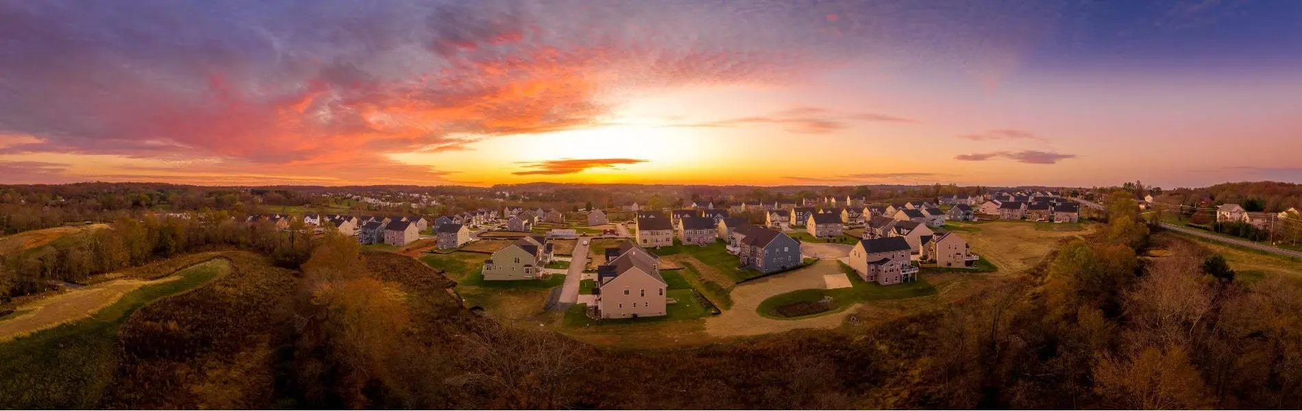 Aerial view of neighborhood typical of the Gambrills, Maryland